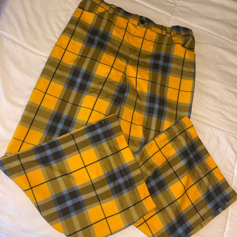 Forever 21 Yellow Plaid Wide-Leg Pants LIKE NEW